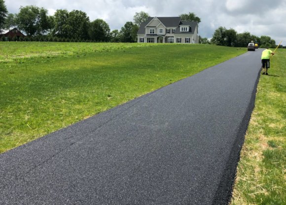 Residential driveway new asphalt